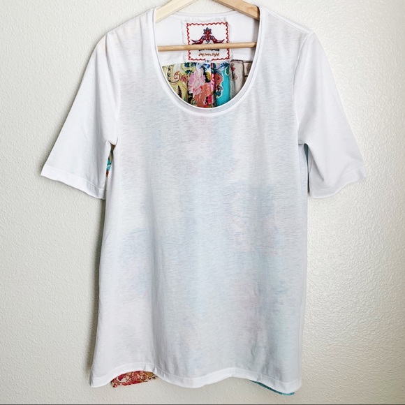 Johnny Was White Tee W/Patchwork Back Tunic Style - Picture 3 of 6